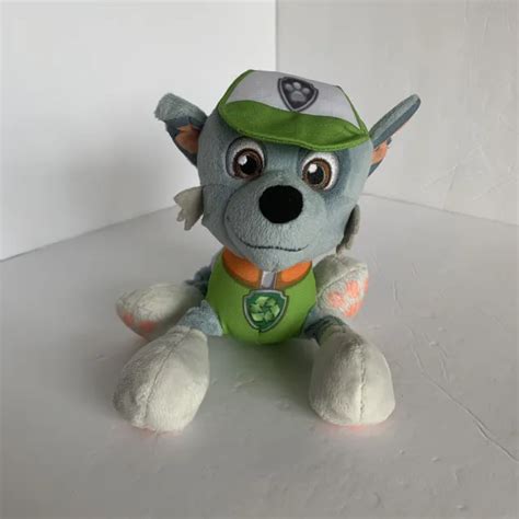 Nickelodeon Paw Patrol Rocky The Eco Pup 7” Floppy Plush Green Gray