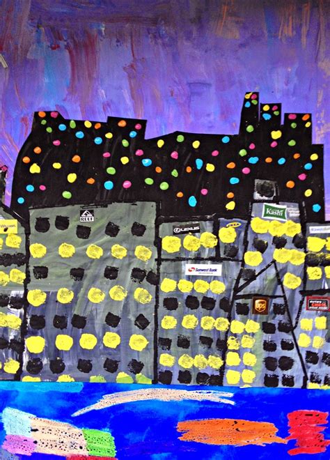 Marymaking Mixed Media Cityscape Collages Cityscape Collage Fireworks