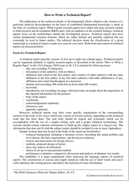 Wrap everything up as briefly as possible. (PDF) How to write a technical report