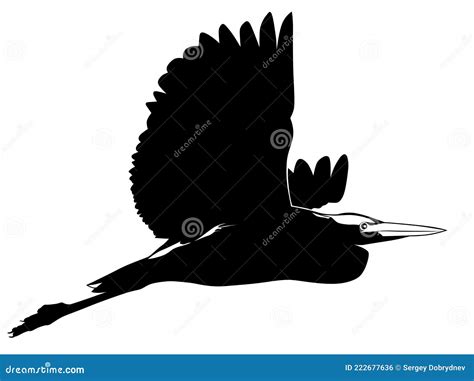 Flying Heron Stork Silhouette Logo Design Cartoon Vector