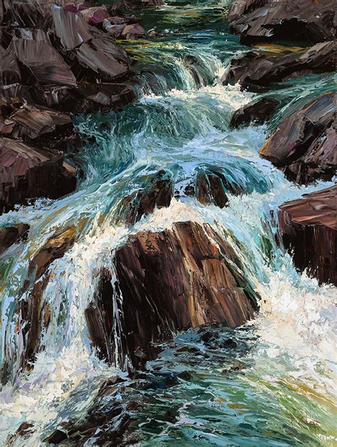 Cascade Waterfall By Patricia Clayton Oil 40 X 30 X 1 Waterfall Art