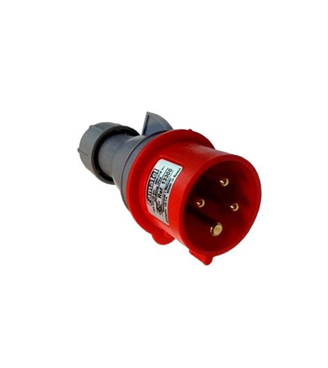 Comprar CLAVIJA CON 3 POLOS + TOMA TIERRA + NEUTRO 16A. ROJO en España
