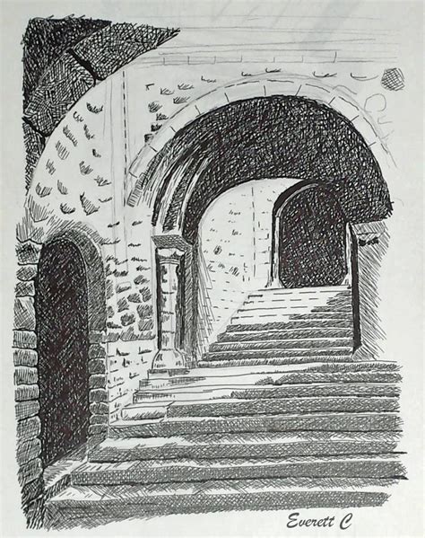 Pen & ink drawing tutorials | beginners introduction to crosshatching & basic strokes. Daily Drawing No. 411. "Rocky Stairway." Pen and ink ...