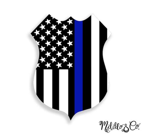 Thin Blue Line Police Officer Badge American Flag Car Decal