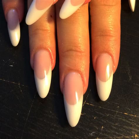 Pink And White Almond Shaped Landp Nails French Nails Trendy Nails