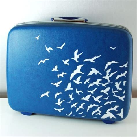 Pin By Jasmine On Suitcases Painted Suitcase Blue Suitcase