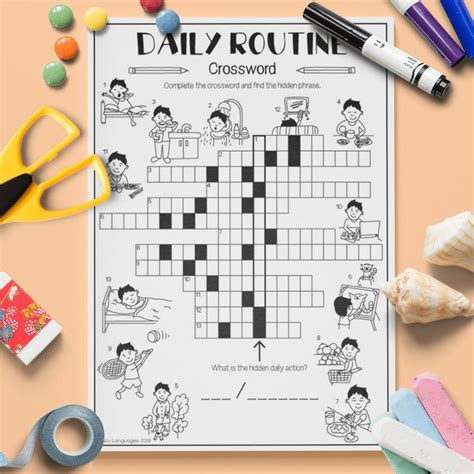 Beautiful Daily Routines Crossword Puzzle Worksheet My Neighborhood