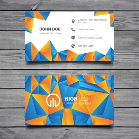 Free Vector Blue And Orange Polygonal Business Card