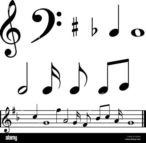 Music Notes And Symbols With Sample Music Bar Stock Vector Art