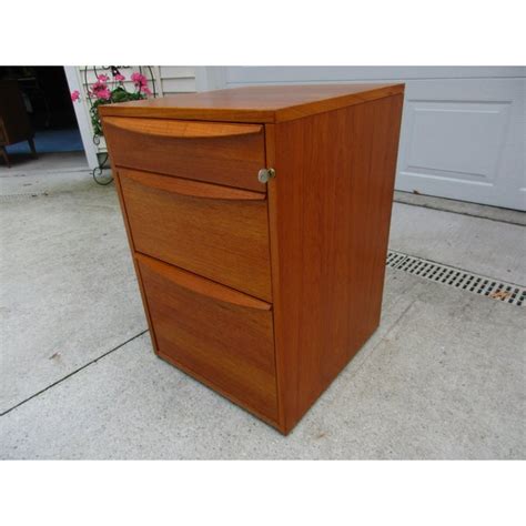 Free delivery and returns on ebay plus items for plus members. Teak Three Drawer Locking File Cabinet -Danish Modern ...