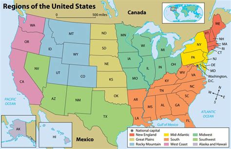 Usa Map With Regions And States United States Map