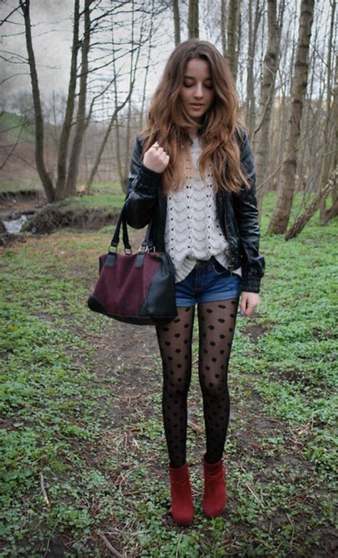 Street Style Fashion Tights Leggings Pantyhose And Stockings Polka Dot Tights Red Short