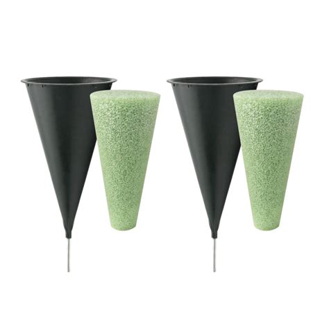 2 Cemetery Flower Vase Cones For Graveside Memorial With Metal Stake