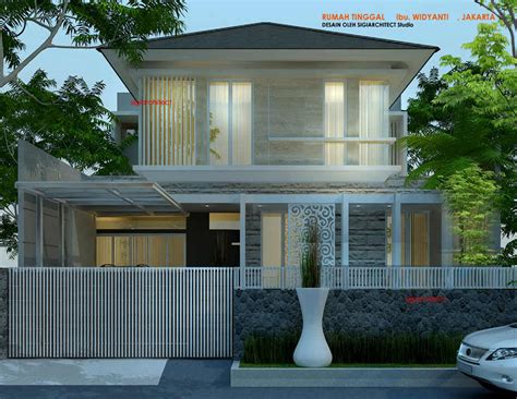 desain rumah tropis elegan aksen batu alam