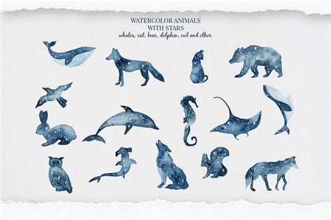 Animals And Stars Collection Watercolor Constellation