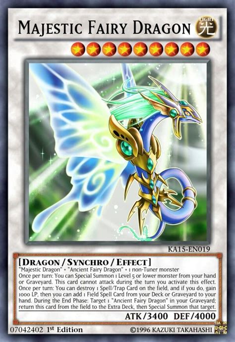 Si uniquement votre adversaire contrôle un monstre, vous pouvez invoquer spécialement cette carte (depuis votre main). Majestic Fairy Dragon. | Yugioh dragon cards, Custom ...