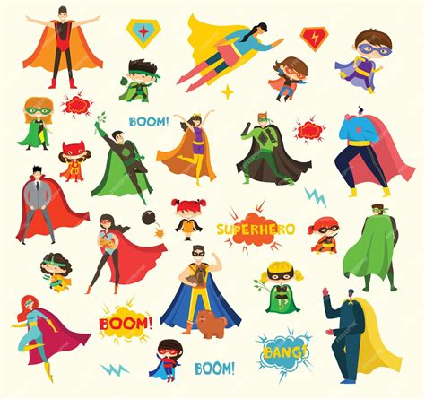 Premium Vector Illustrations In Flat Design Of Female And Male Superheroes In Funny Comics Costume