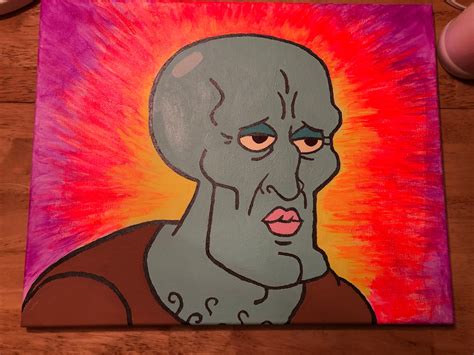 Handsome Squidward Painting Etsy