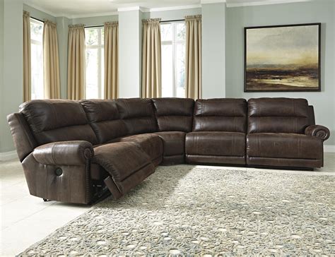 Ashley Signature Design Luttrell 5 Piece Faux Leather Power Reclining