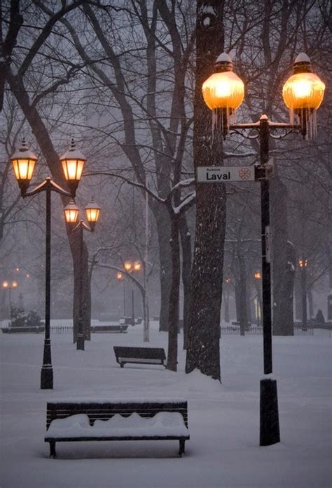 Snowy Night Montreal Canada Winter Scenery Winter Pictures Winter