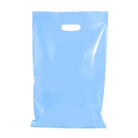 100 X Plastic Carry Bags Large With Die Cut Handle Ldpe Glossy