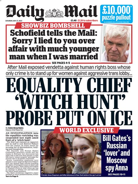 Daily Mail Front Page 27th Of May 2023 Tomorrows Papers Today