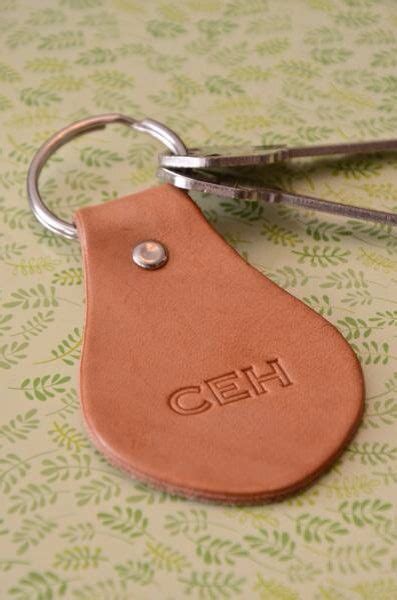 Personalized Hand Stamped Leather Key Fob Made To Order Custom