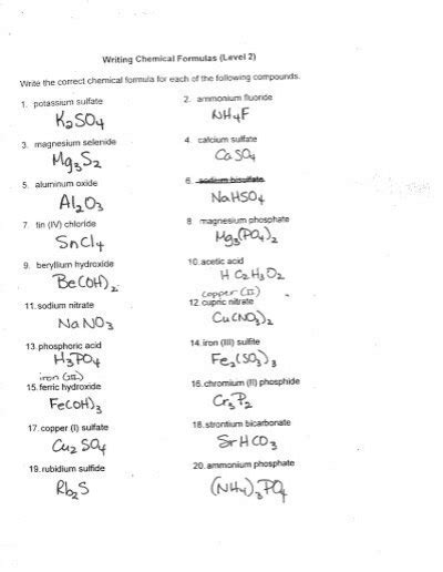 Writing Chemical Formulas Level 2