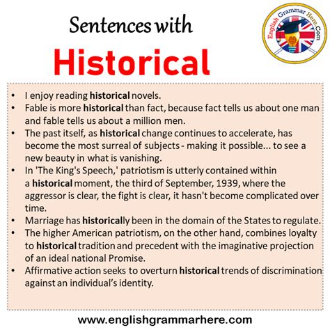 Sentences With Historical Historical In A Sentence In English