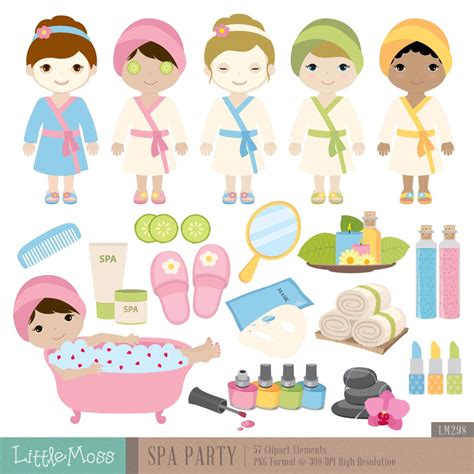 Spa Party Digital Clipart By Littlemoss On Etsy Uk