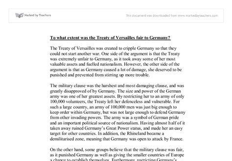 To What Extent Was The Treaty Of Versailles Fair To Germany Gcse