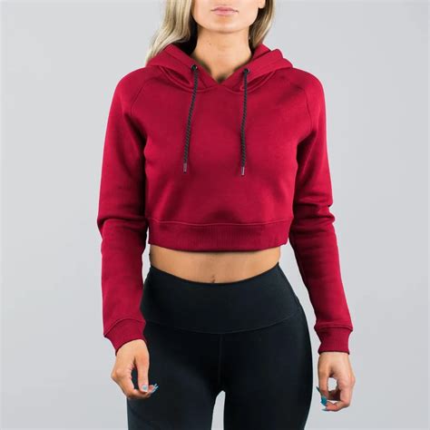 Wholesale Cropped Top Hoodie 5050 Blend Cotton Polyester Fleece Womens