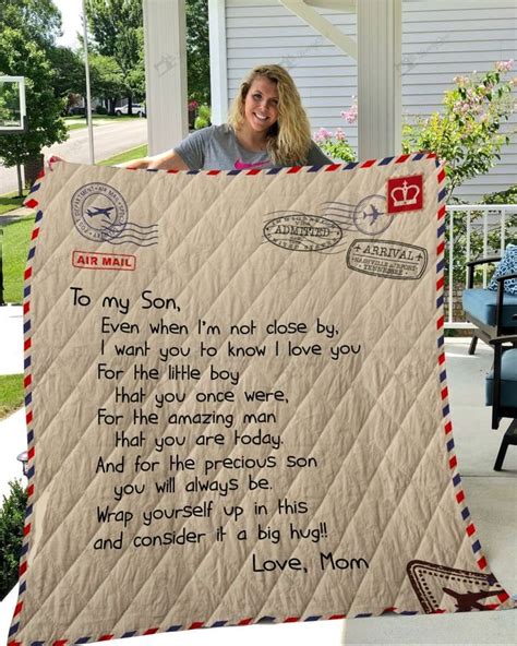 Letter To My Son Love Mom Full Printing Quilt