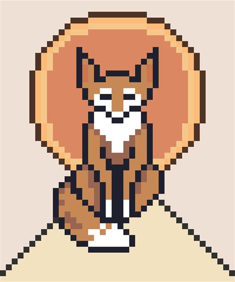 Peacful Fox Pixel Art Animais