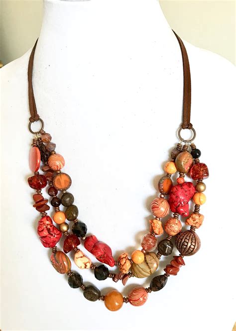 Handmade Boho Bead Necklace For Women Multi Strand Boho Women Necklace