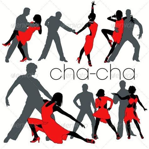 Cha Cha Dancers Silhouettes Set Dancer Silhouette Partner Dance