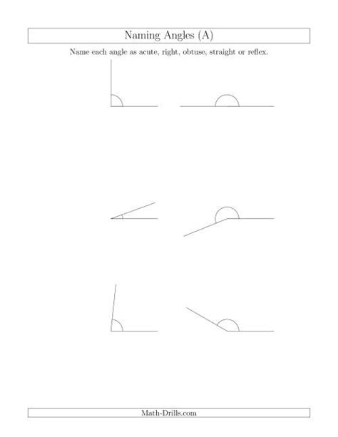 Naming Angles Acute Obtuse Right Straight Reflex A