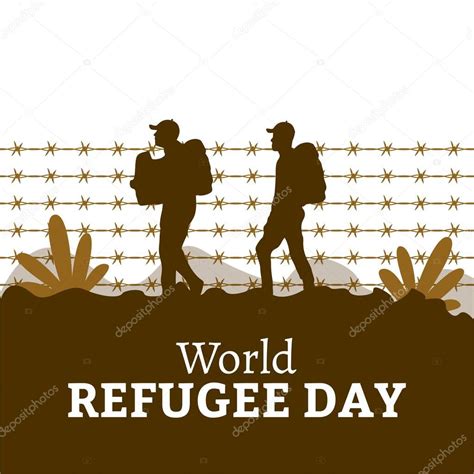 20 De Junio Día Mundial Del Refugiado Ilustración Vectorial Especial Y Efecto De Texto Blanco