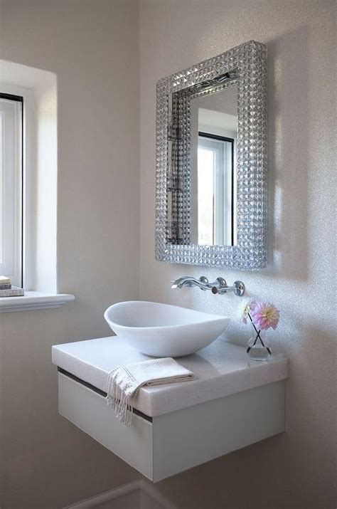 Floating Powder Room Vanity With Curved Bowl Sink And Wall Mount Faucet