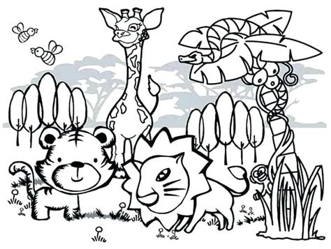 Baby Jungle Animals Coloring Pages At