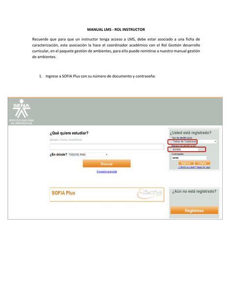 PDF MANUAL LMS ROL INSTRUCTOR SENA Portal SOFIA Plus