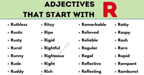 The most common surnames in spanish include garcia, rodríguez, and hernandez. Adjectives that Start with R: List of 72 Useful Adjectives ...