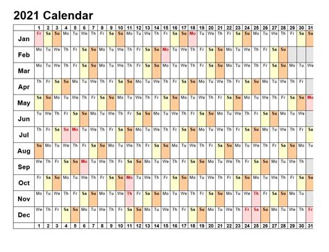 2021 Printable Calendar In Landscape