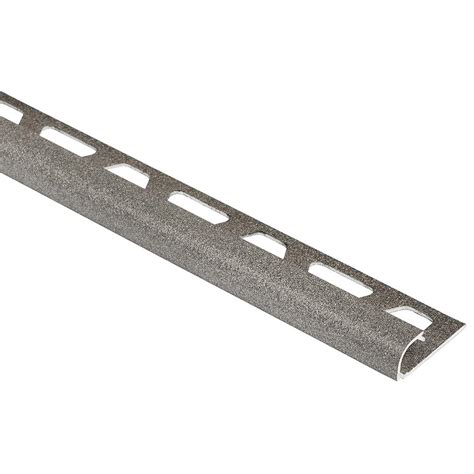Schluter rondec anodized aluminum bullnose tile edging trim (3/8 brushed nickel (atgb)). Schluter Rondec Stone Grey Textured Color-Coated Aluminum ...