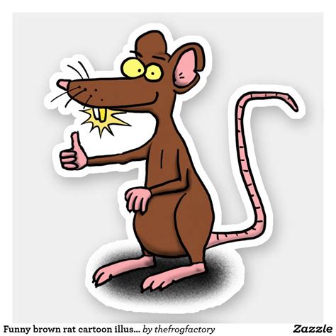 Funny Brown Rat Cartoon Illustration Sticker Zazzle Cartoon Rat