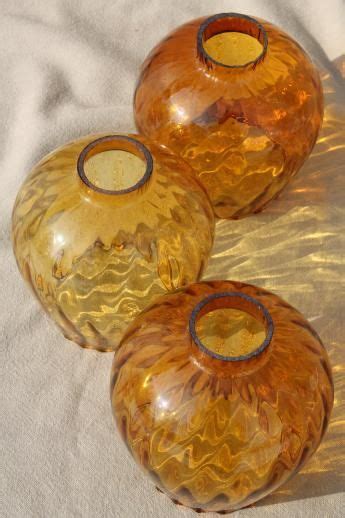 Vintage Hand Blown Art Glass Lamp Globes New Old Stock Lot Amber Glass Lamp Shades Art Glass