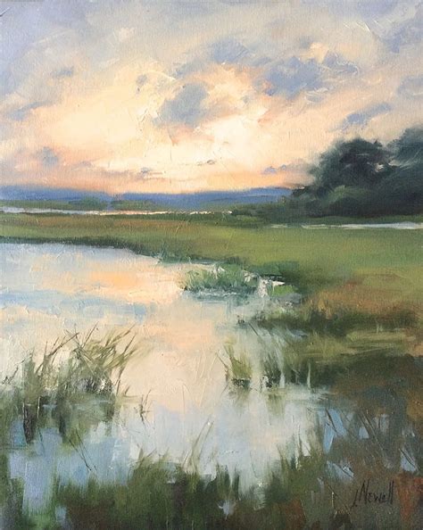 Summer Evening Marsh By Jacki Newell Oil 16 X 20 X 75 Landscape
