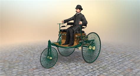 Patent Motorwagen Karl Benz 1886 3d Scene Mozaik Digital