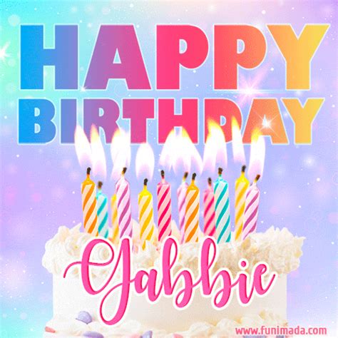 Animated Happy Birthday Cake With Name Gabbie And Burning Candles
