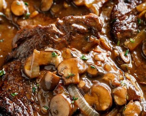 Add the mushrooms, onion, and thyme and season with salt and freshly ground black pepper, to taste. Ribeye Steaks With Mushroom Gravy is simple and delicious with a quick and easy homemade gravy ...